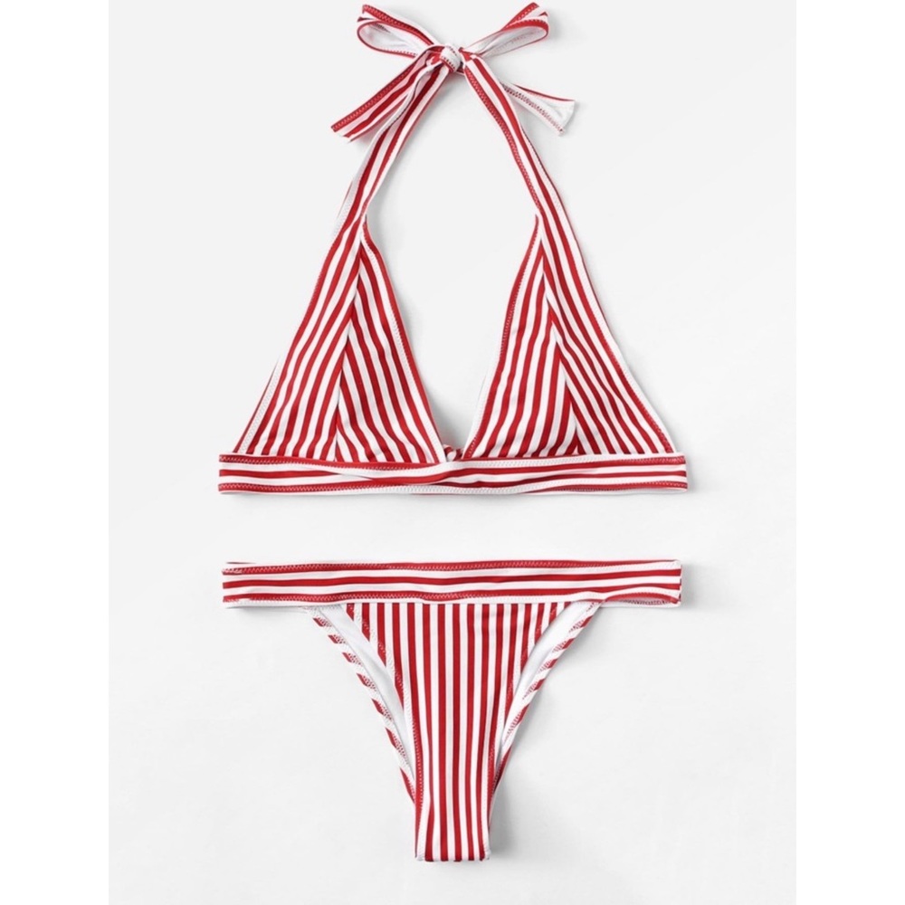 NWOT red striped bikini